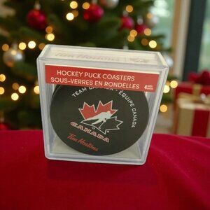 Tim Hortons Team Canada Hockey Puck Coaster Box of 4 NEW Sealed Canadian Coffee